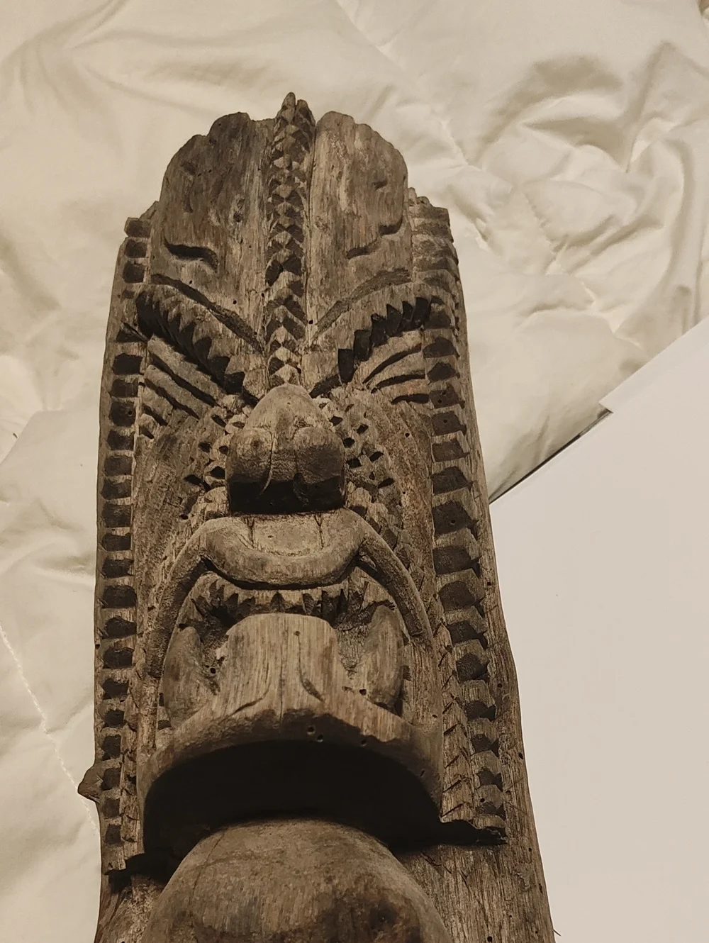 "tiki with two bottom fangs warrior"traditional Hawai God of War Ku by Kemo 1970 - Picture 9 of 12